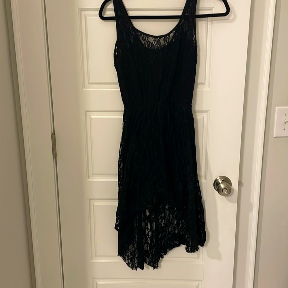 Black lace high low dress